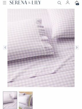 Serena & Lily Lavender and White Gingham Bedding Sheet
